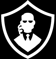imagen de un hombre enmarcado en un escudo todo en blanco sobre fondo negro